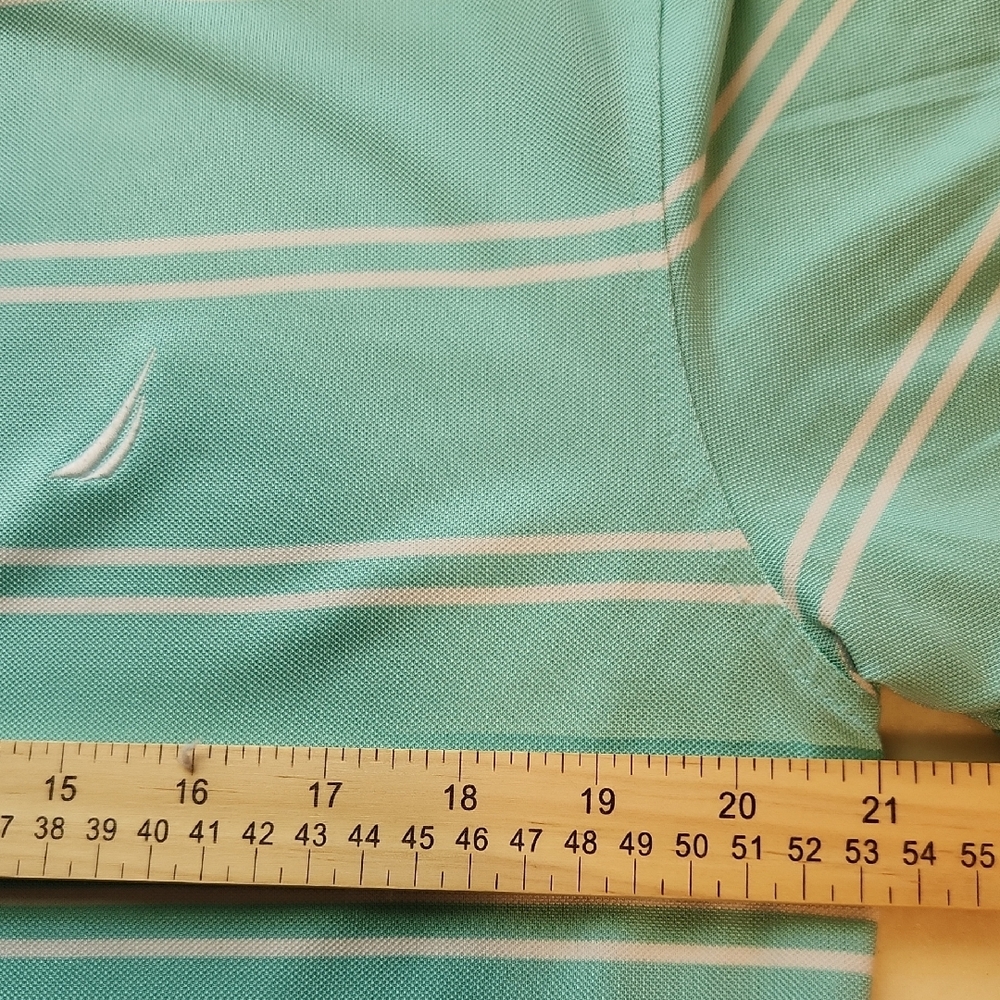 Nautica Green and White Polo Shirt Casual Style - Picture 5 of 6
